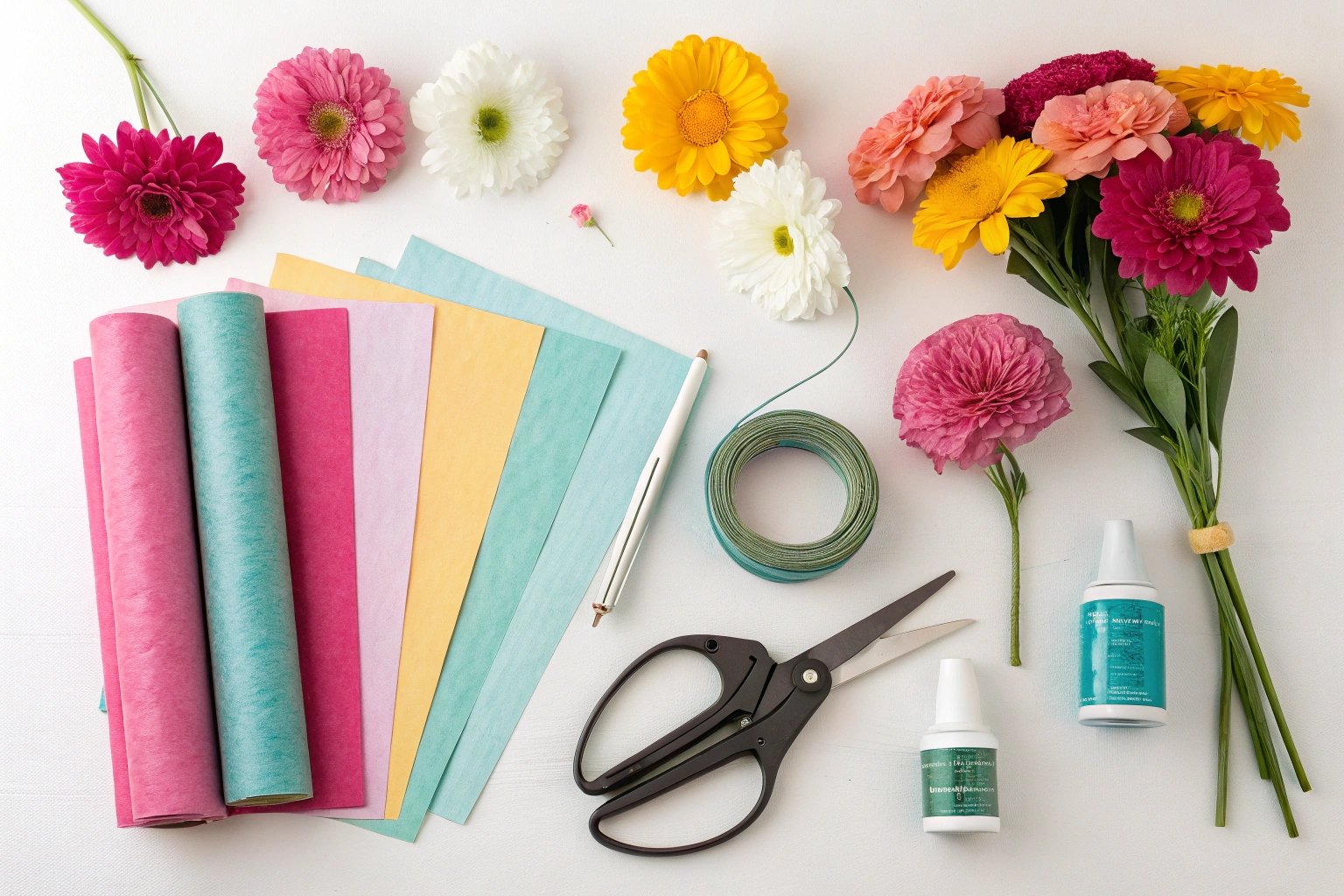 Materials needed for tissue paper flowers