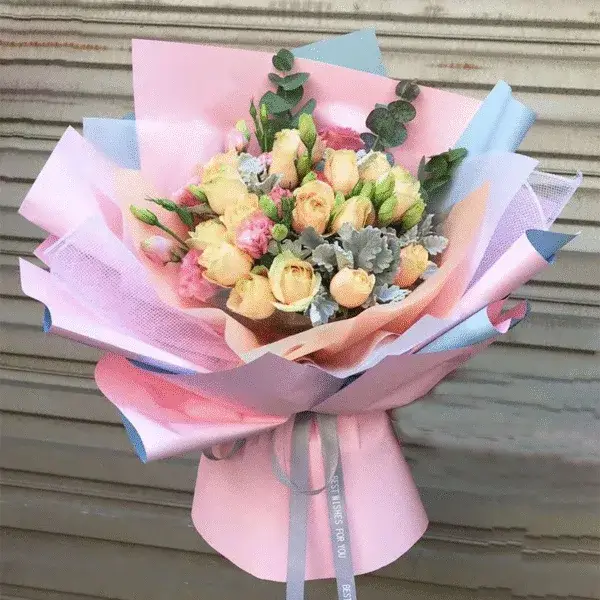 Ouya Paper Wholesale Floral Flower Bouquet Paper Two-color Double-sided Wrapping Paper - 20 Sheets/Bag