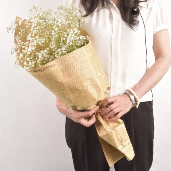 Wholesale Flower Wrapping Paper Kraft Material Floral Gift wrapping Retro English Newspaper 23×23 Inch – 20 Sheets/Bag