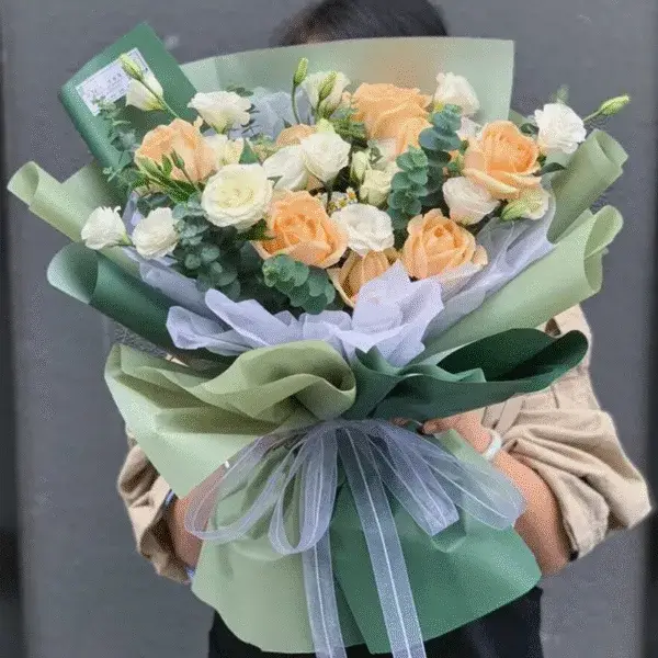 Ouya Paper Wholesale Floral Flower Bouquet Paper Two-color Double-sided Wrapping Paper - 20 Sheets/Bag