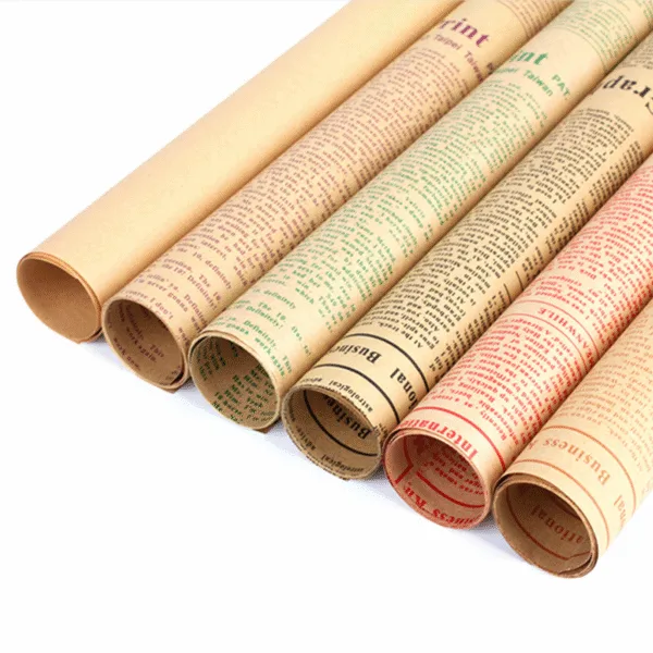 Wholesale Flower Wrapping Paper Kraft Material Floral Gift wrapping Retro English Newspaper 23×23 Inch – 20 Sheets/Bag