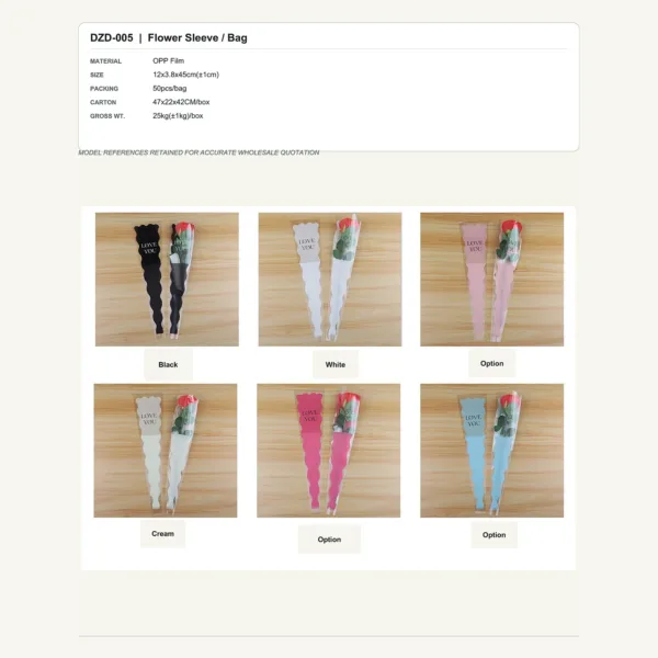 tfw-sku-dzd-005 DZD-005 - OPP Film Flower Sleeve / Bag