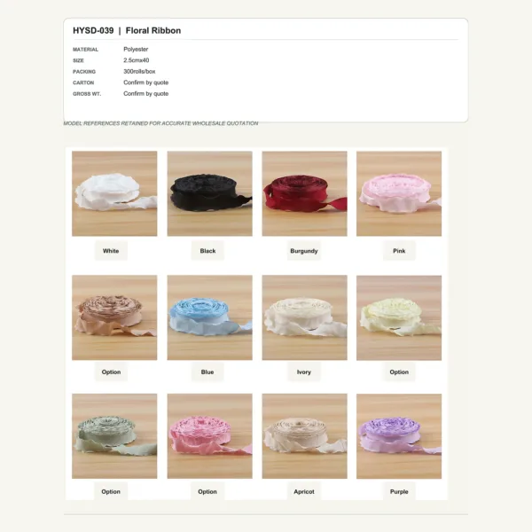 tfw-sku-hysd-039 HYSD-039 - Polyester Floral Ribbon