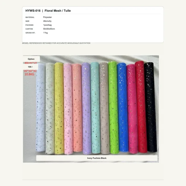tfw-sku-hyws-016 HYWS-016 - Polyester Floral Mesh / Tulle