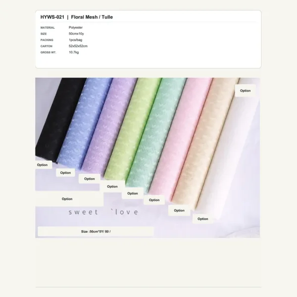 tfw-sku-hyws-021 HYWS-021 - Polyester Floral Mesh / Tulle