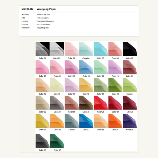 tfw-sku-myhc-02 MYHC-02 - Matte BOPP Film Flower Wrapping Paper