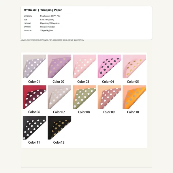 tfw-sku-myhc-09 MYHC-09 - Pearlescent BOPP Film Flower Wrapping Paper