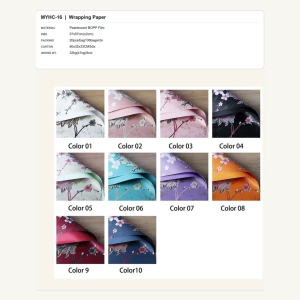 tfw-sku-myhc-16 MYHC-16 - Pearlescent BOPP Film Flower Wrapping Paper