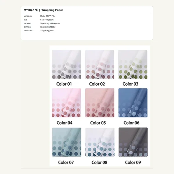tfw-sku-myhc-176 MYHC-176 - Matte BOPP Film Flower Wrapping Paper