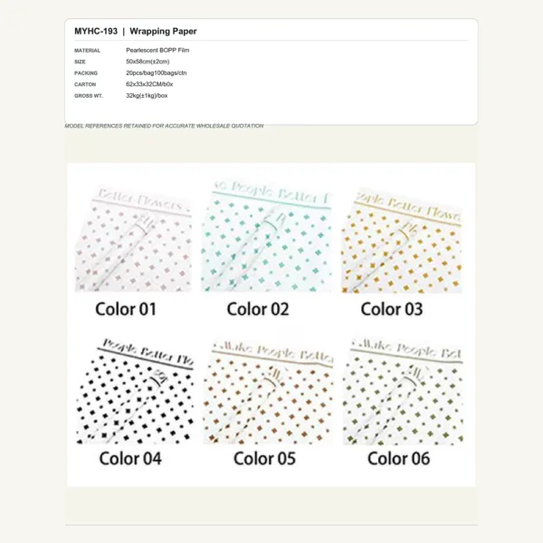 tfw-sku-myhc-193 MYHC-193 - Pearlescent BOPP Film Flower Wrapping Paper