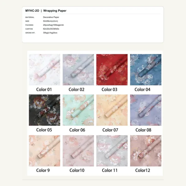 tfw-sku-myhc-20 MYHC-20 - Decorative Paper Flower Wrapping Paper