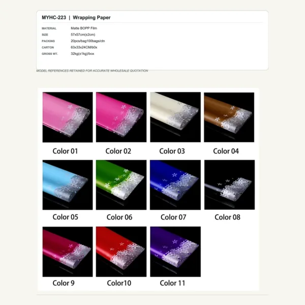 tfw-sku-myhc-223 MYHC-223 - Matte BOPP Film Flower Wrapping Paper