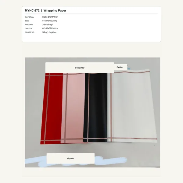tfw-sku-myhc-272 MYHC-272 - Matte BOPP Film Flower Wrapping Paper