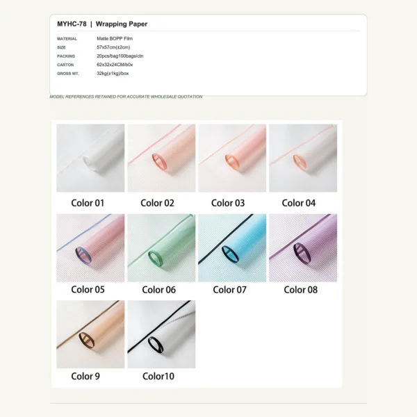 tfw-sku-myhc-78 MYHC-78 - Matte BOPP Film Flower Wrapping Paper