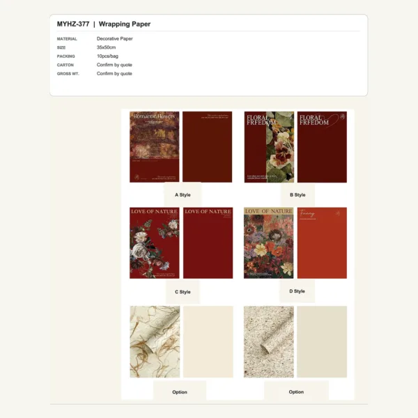 tfw-sku-myhz-377 MYHZ-377 - Decorative Paper Flower Wrapping Paper